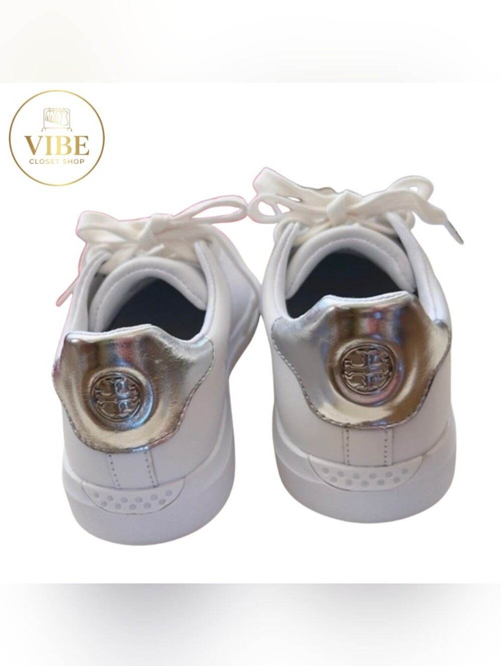 Tory Burch White Leather Low-Top Sneakers - Picture 2 of 5